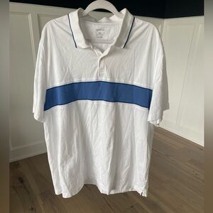 Van Heusen Mens White Striped Cotton Classic Fit Short Sleeve Polo Shirt Sz XXL